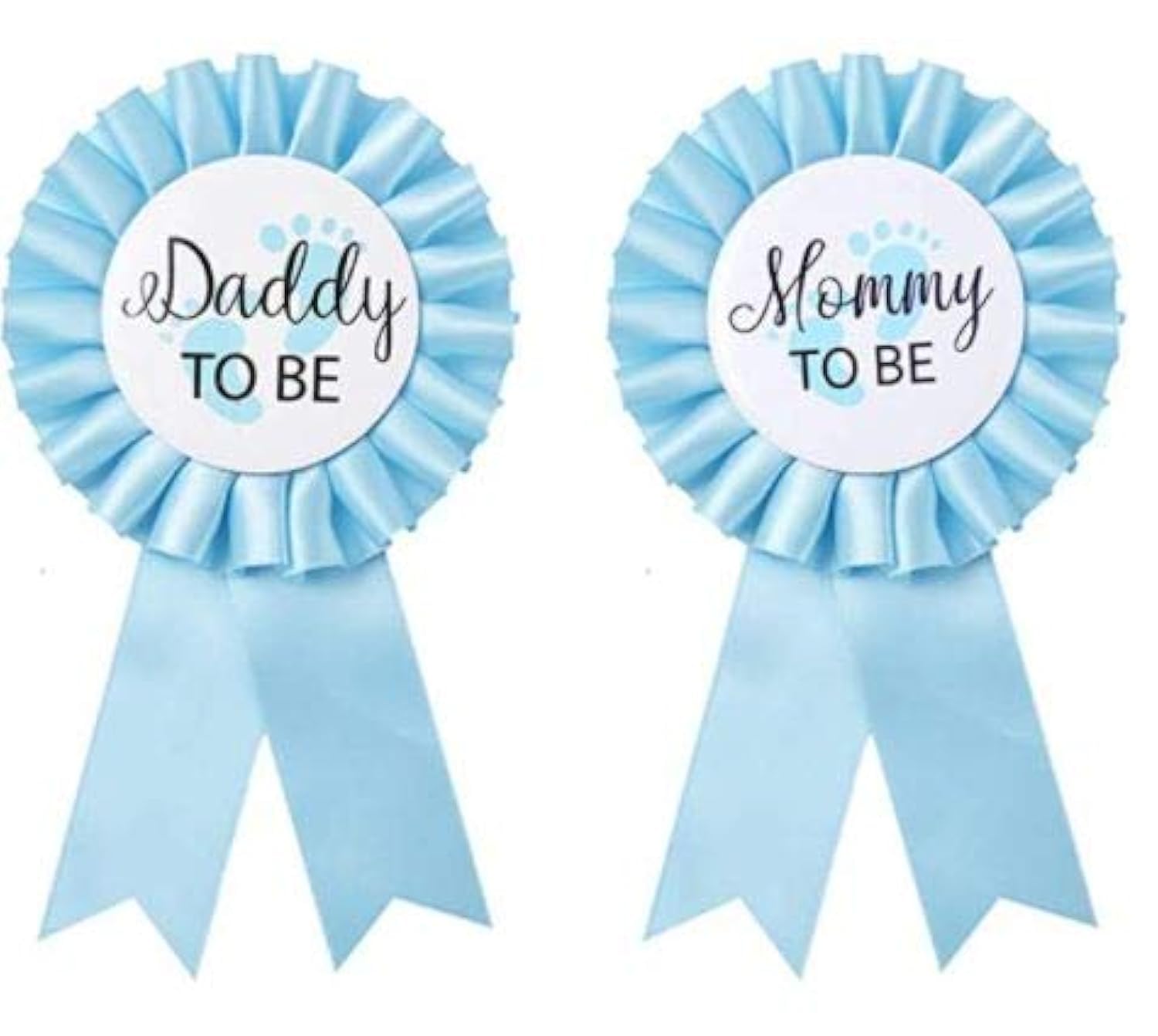 GDTO8820 Daddy to Be badge white tinplate with sky-blue feet for baby shower photo moments
