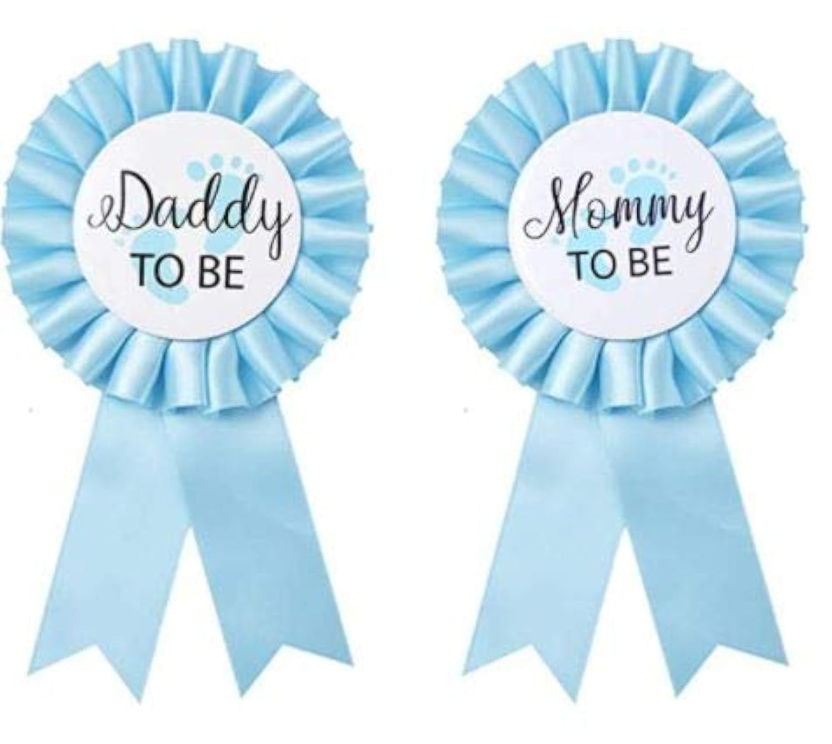 GDTO8820 Daddy to Be badge white tinplate with sky-blue feet for baby shower photo moments