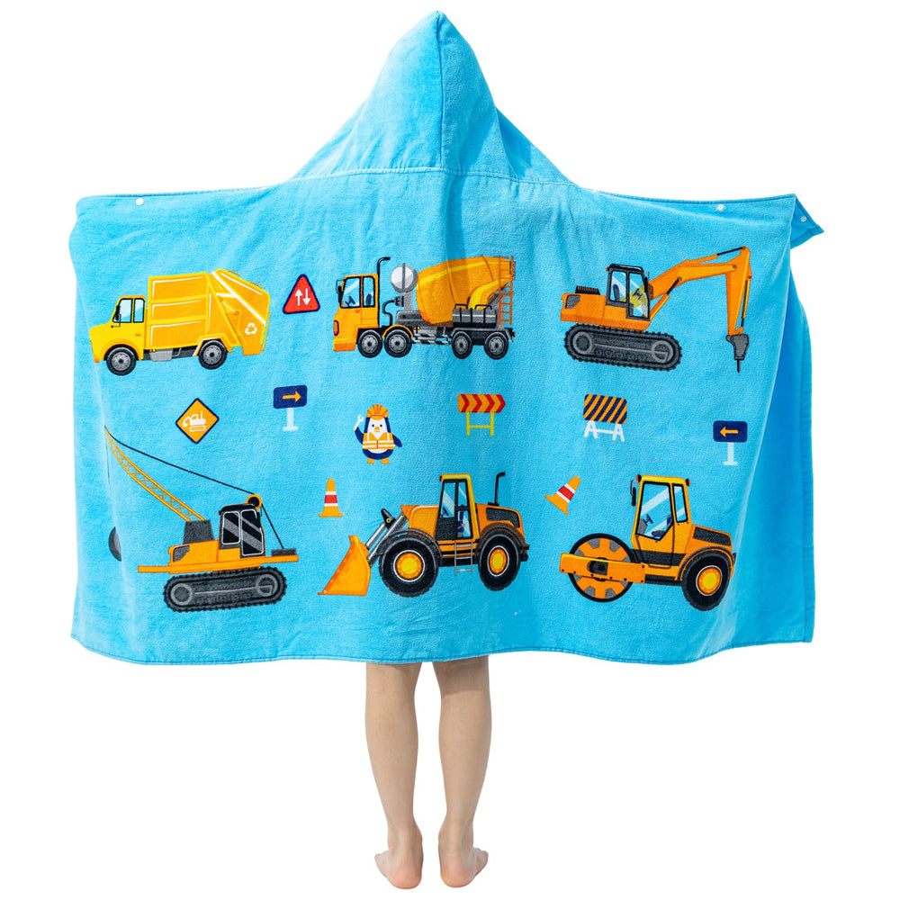 Gealaek construction-pattern towel sparks imaginative play after baths.