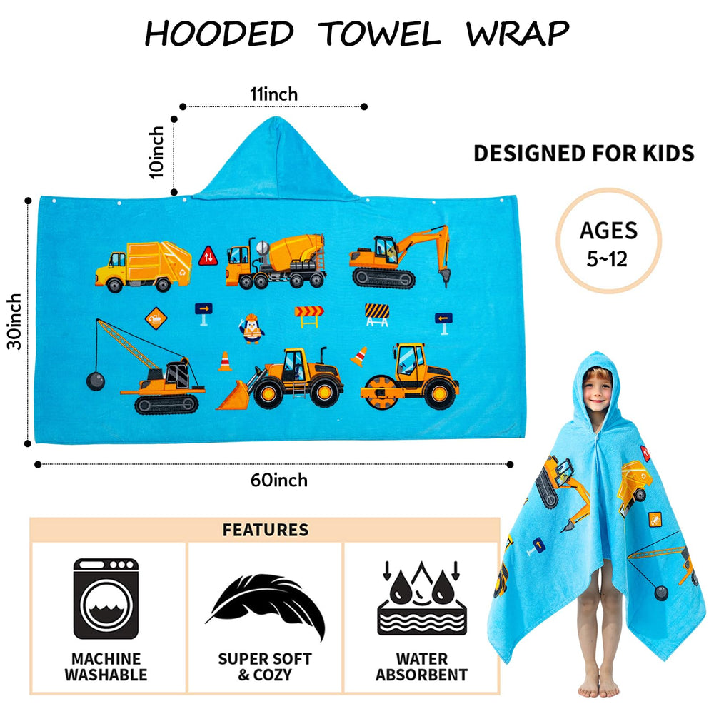 Gealaek kids wearable wrap hooded towel for pool or beach.