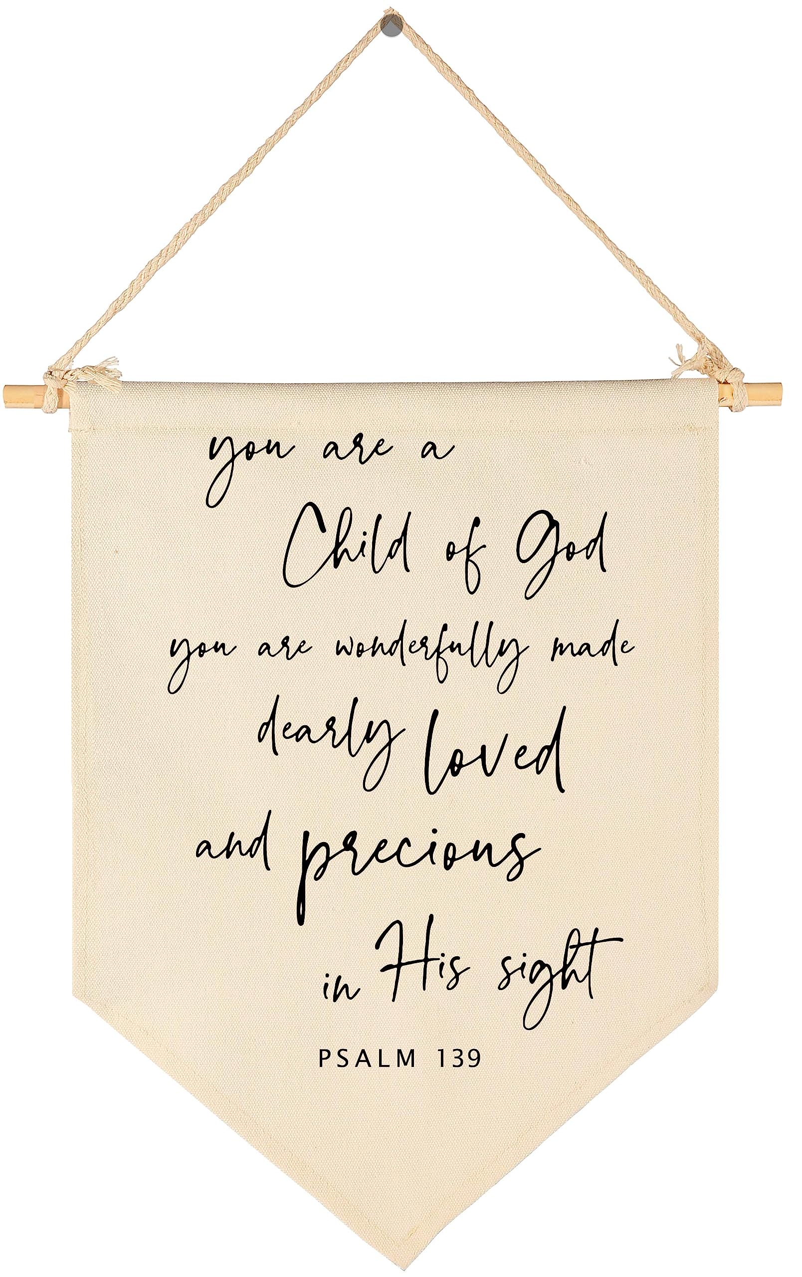 GEANHIL You Are A Child Of God banner closeup on durable cotton canvas for nursery decor.