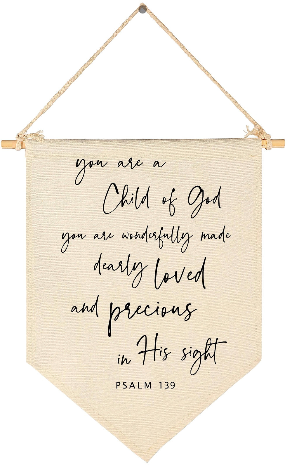 GEANHIL You Are A Child Of God banner closeup on durable cotton canvas for nursery decor.