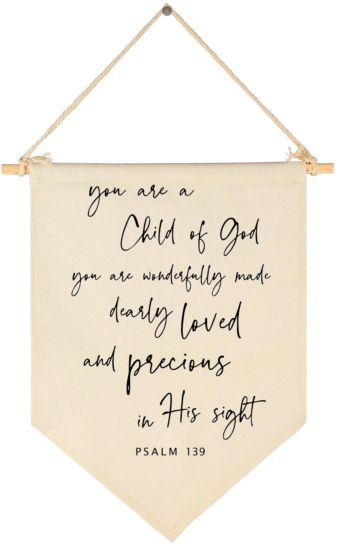 GEANHIL You Are A Child Of God banner closeup on durable cotton canvas for nursery decor.