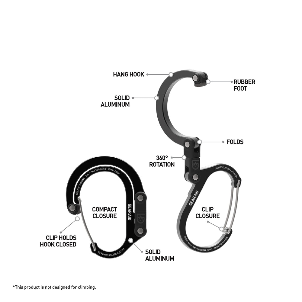 Gear Aid HEROCLIP Small on luggage handles for easy carrying.