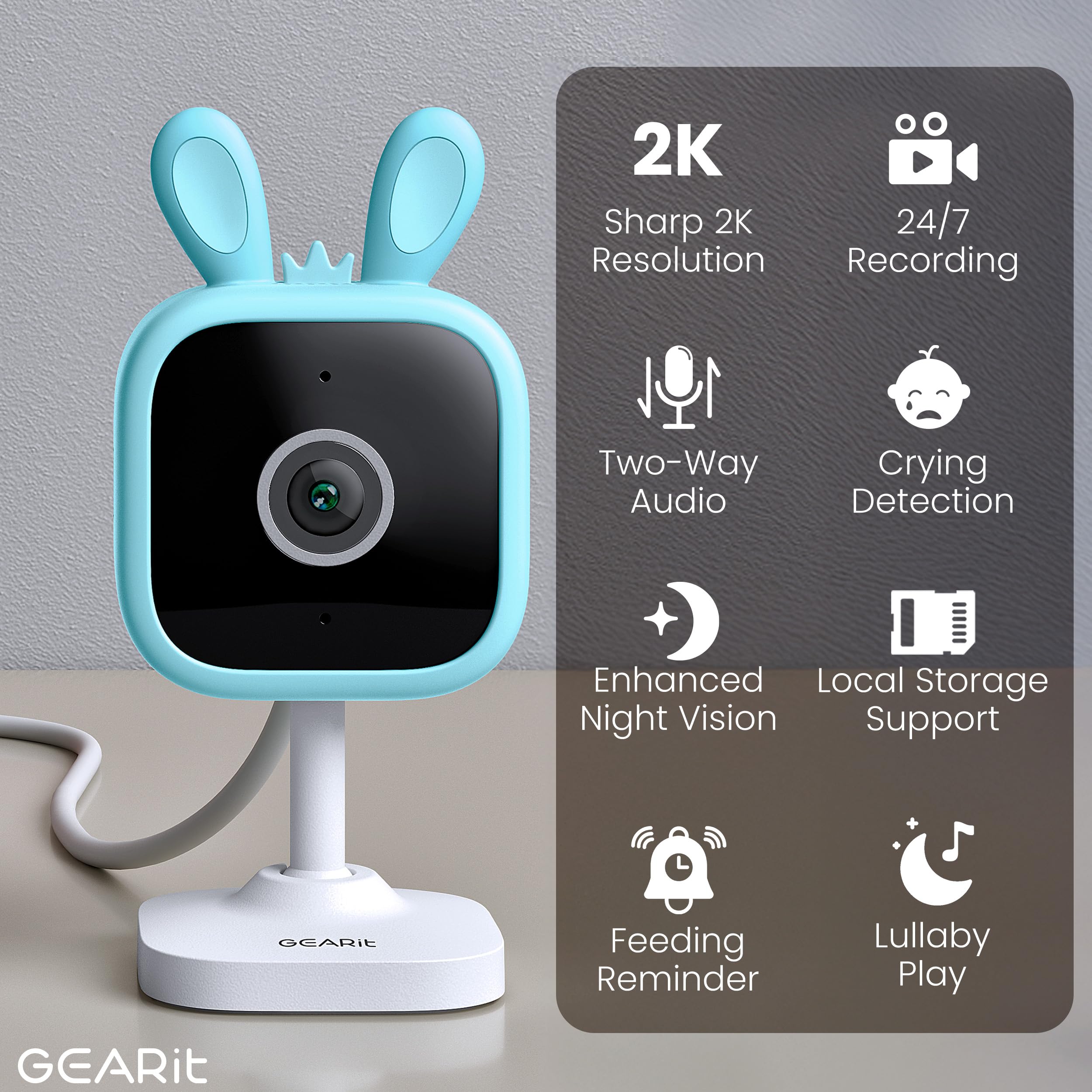 GEARit baby monitor night vision captures the nursery in low light