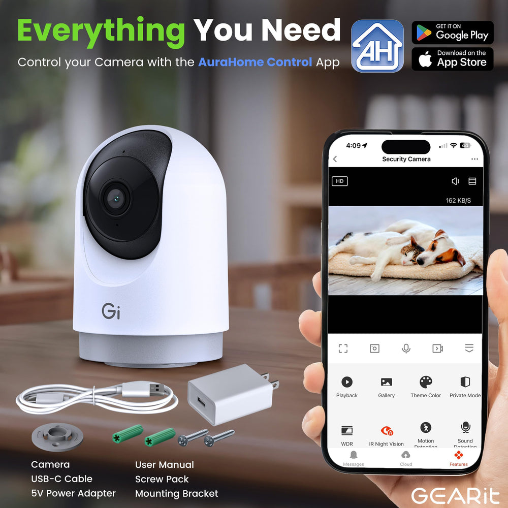 GEARit Smart Camera 2K video provides detailed home surveillance