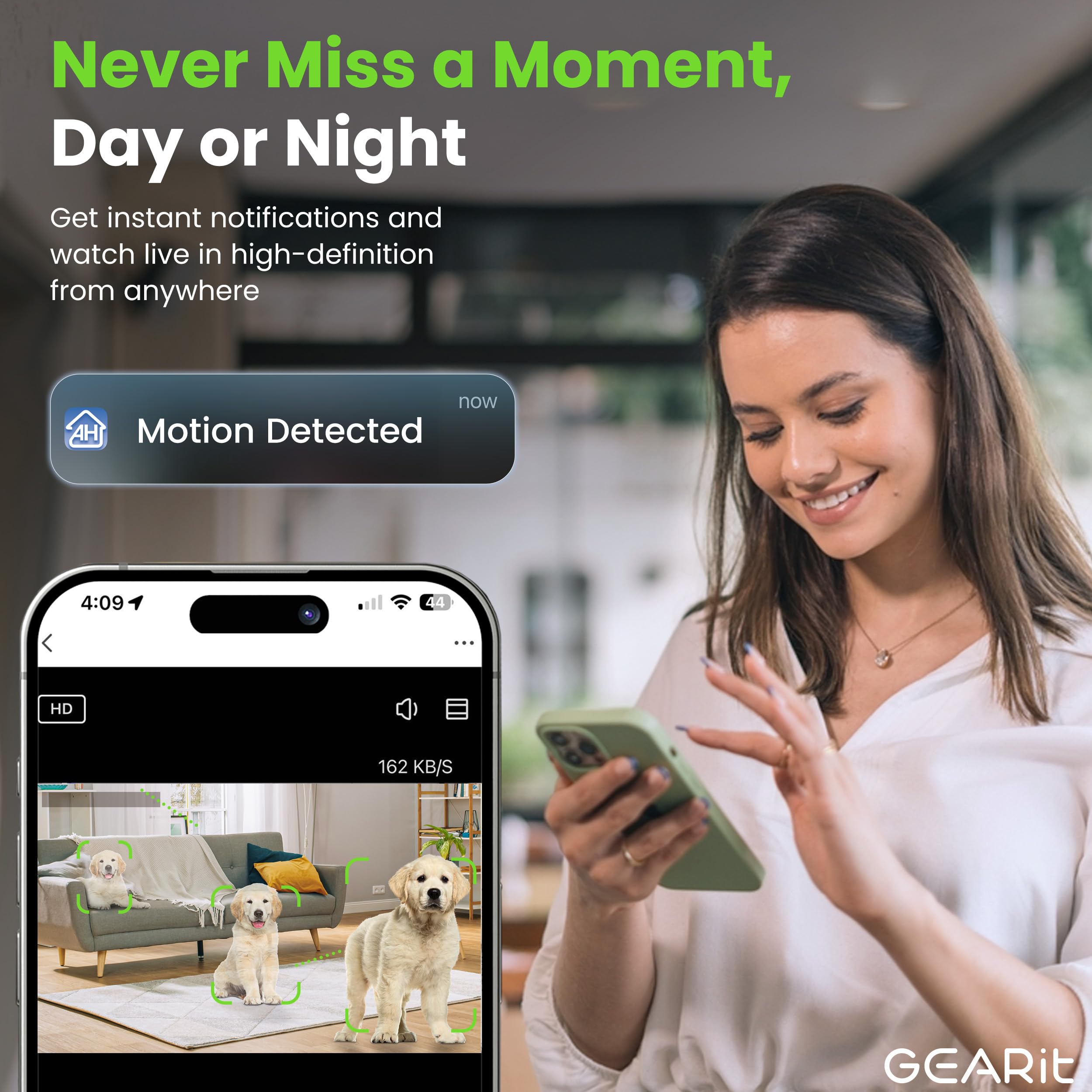 GEARit Smart Camera security notification keeps you informed of activity