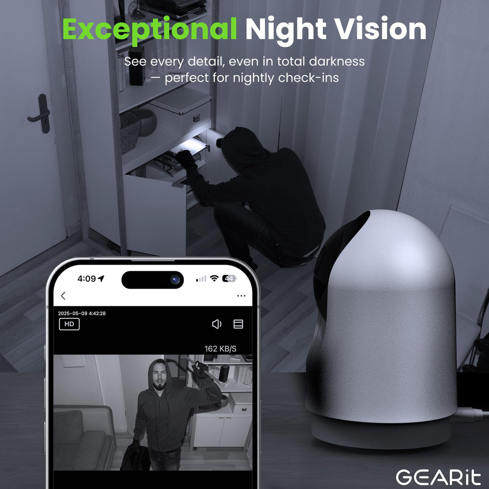 GEARit Smart Camera two-way audio enables conversation with family or pets