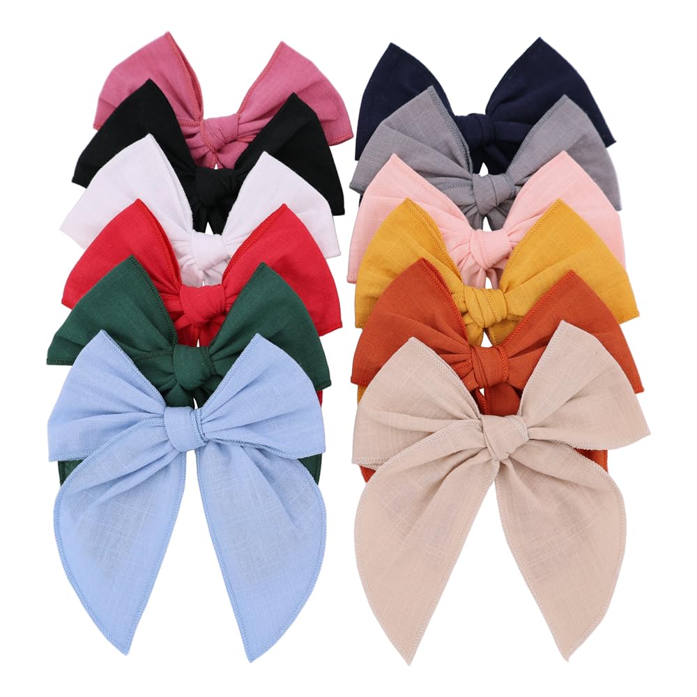 Gebelle large fable bow clip in linen texture for everyday outfits.