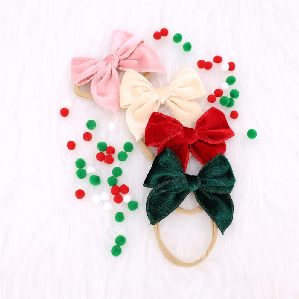 Gebelle newborn velvet bow headband in soft nylon for comfy everyday wear.