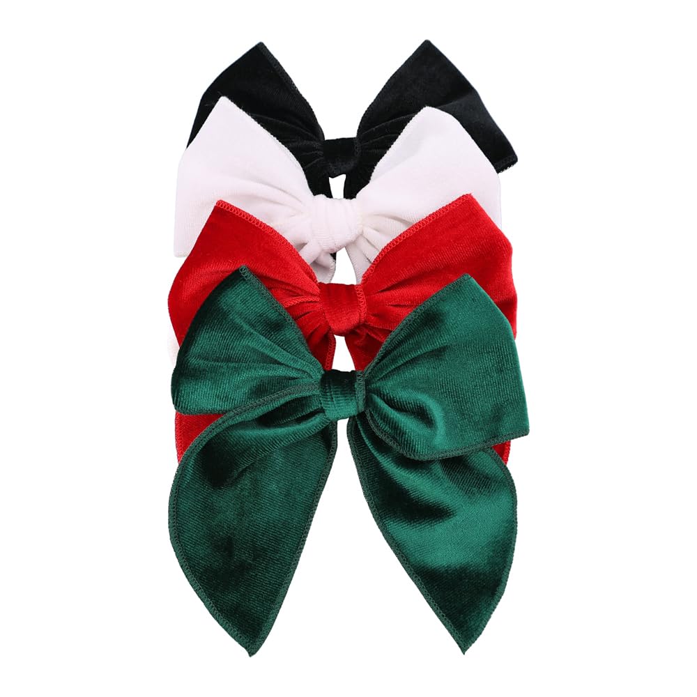 Gebelle pack 4 large velvet fable bow hair clips front-view for versatile styling