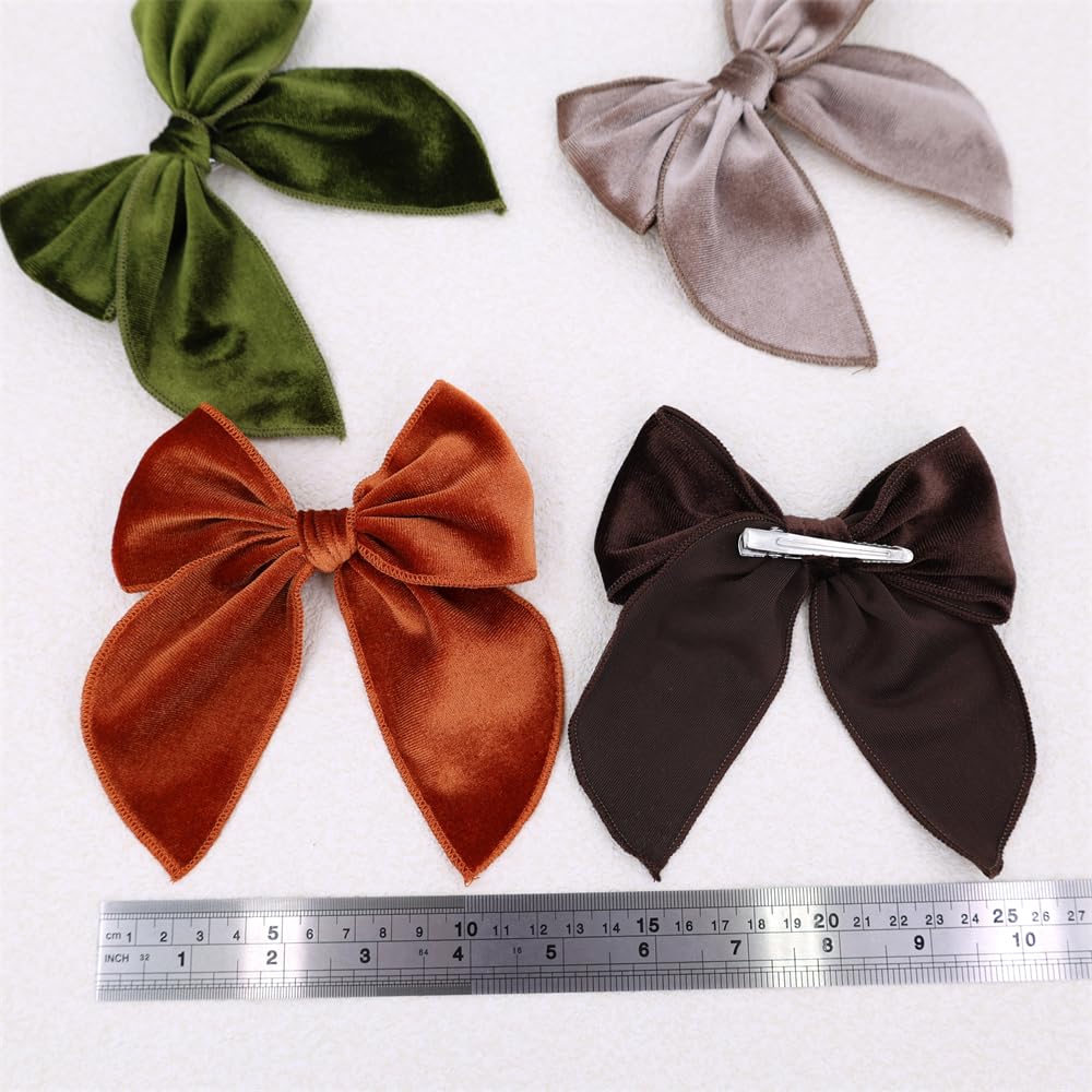 Gebelle pack4 velvet bow clips complement school photos and family portraits
