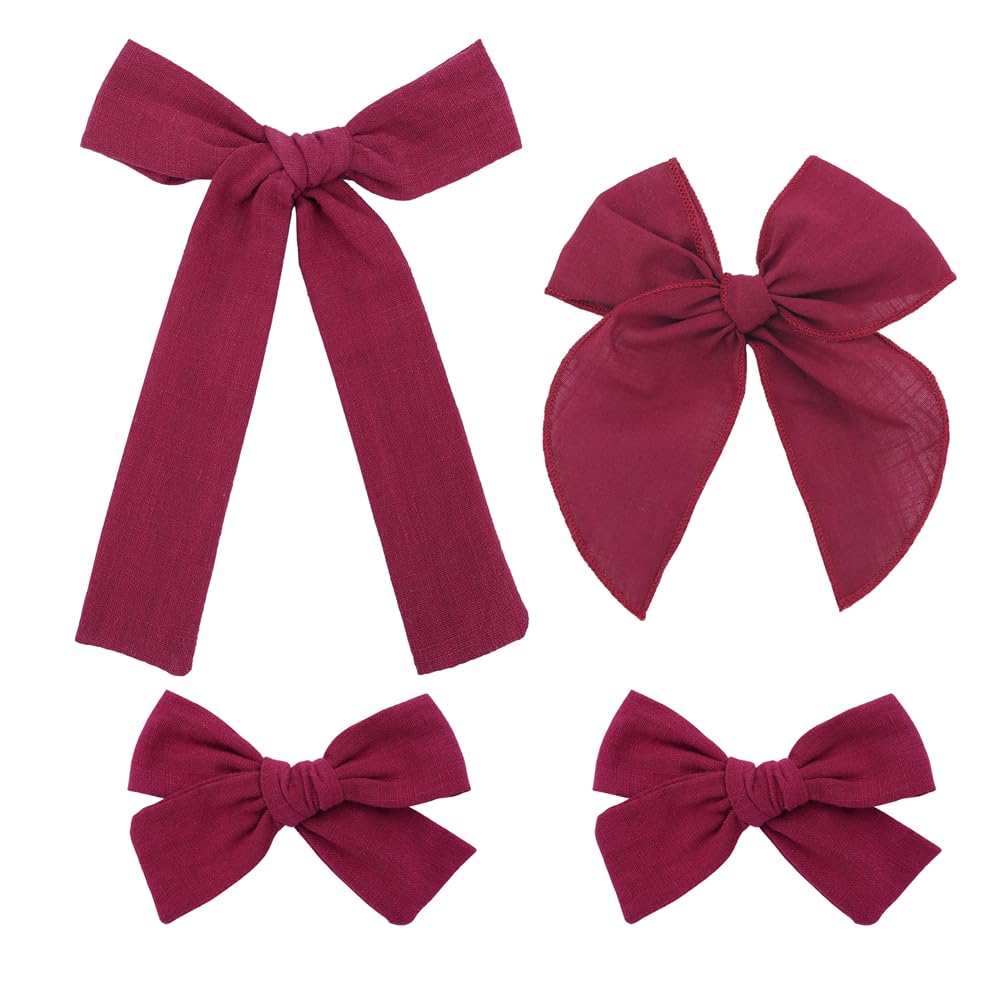 Gebelle cotton-linen long-tail bow in scarlet for soft daily wear.