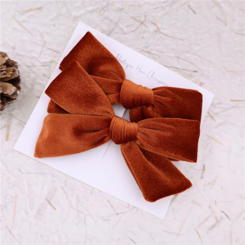 Gebelle vintage velvet bow clip rust on toddler hair for charming everyday wear