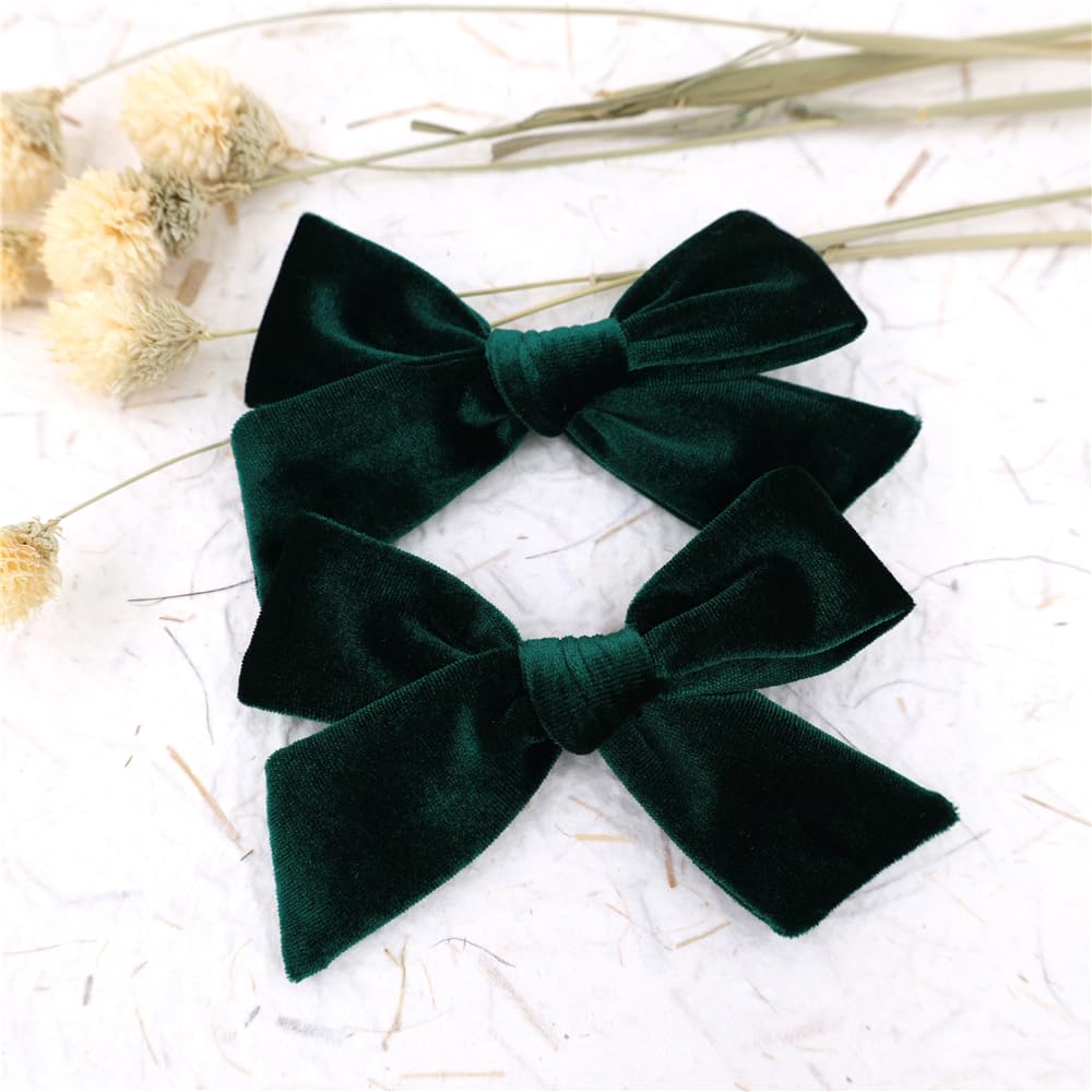 Gebelle Vintage Velvet Bow Green directional change option for hair parts.