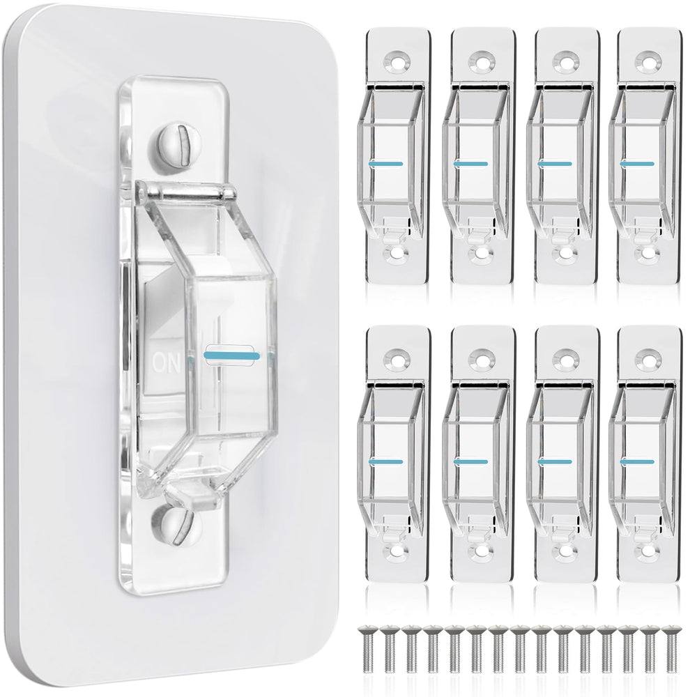 Gebena eight-pack light switch guard glows at night for easy navigation.