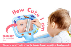 Gebra inflatable tummy time water mat with rattle toys boosts curiosity during floor play.