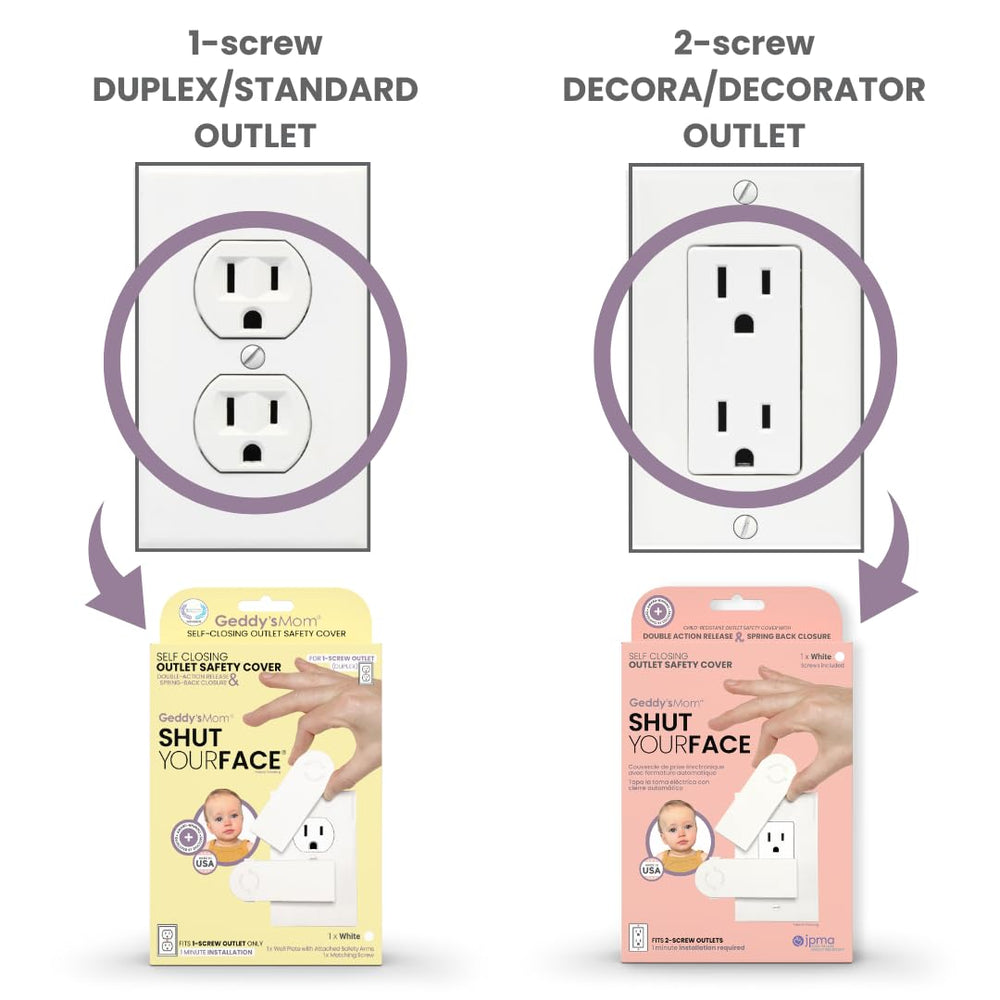 Geddy's Mom Decora 2-screw fit for seamless wall plate replacement.