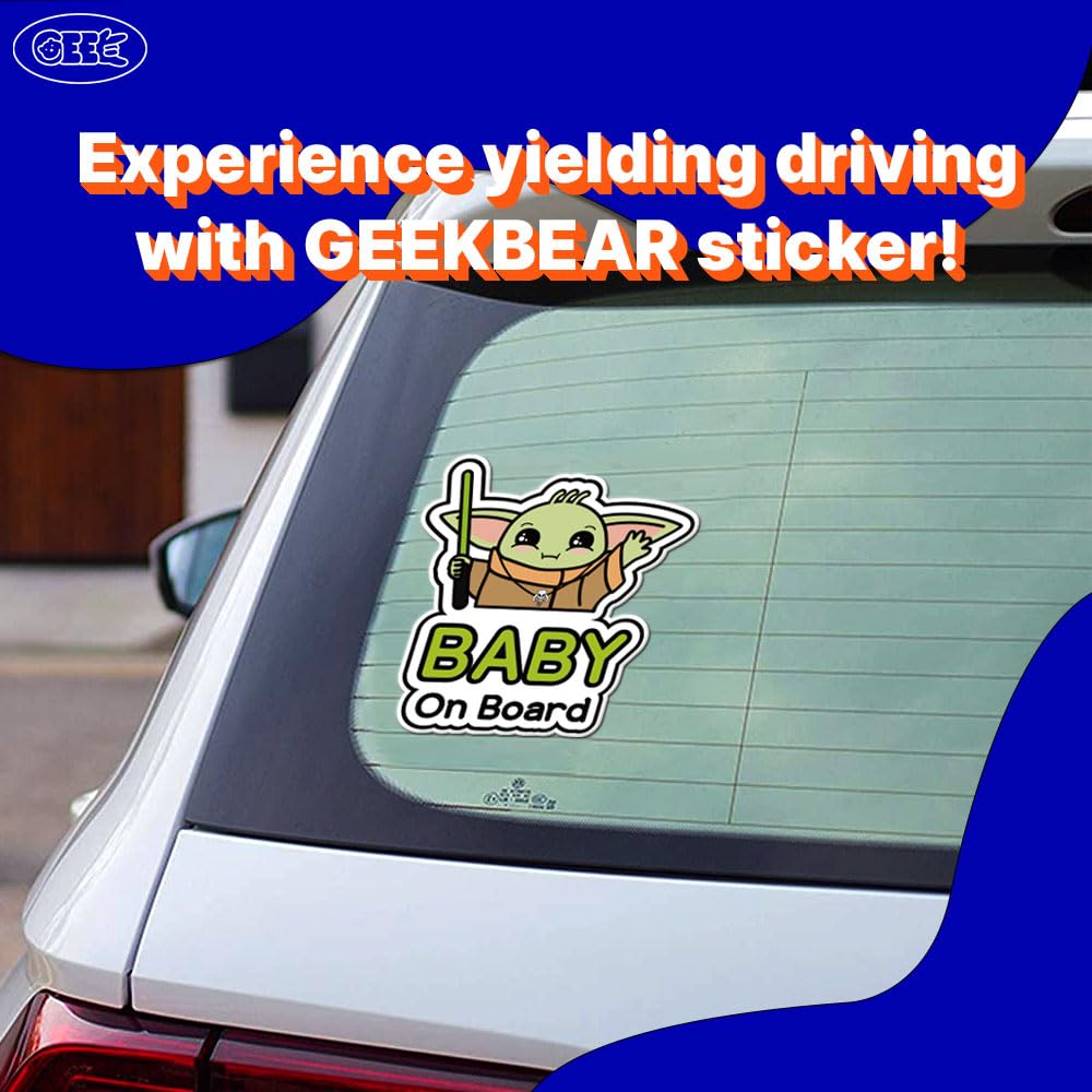 GEEKBEAR Baby on Board Alien Boy sticker reflection option highlights daytime and night visibility