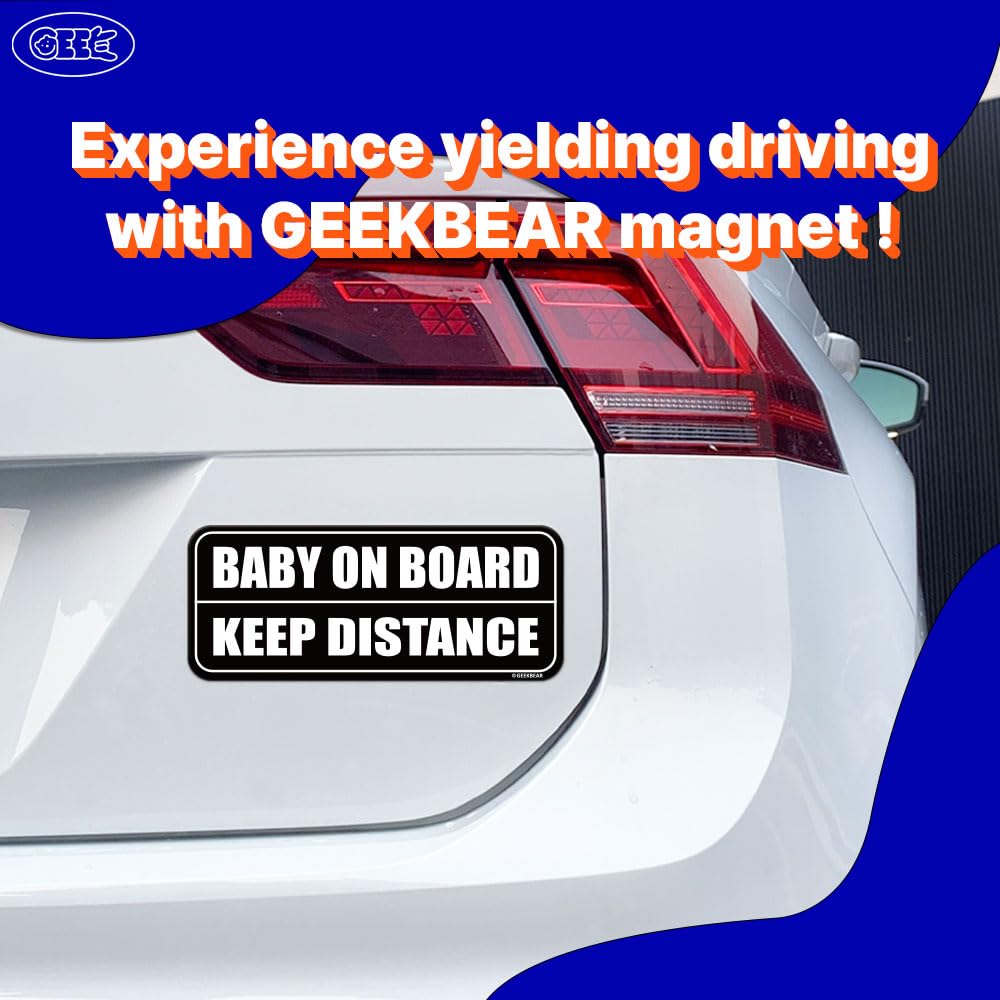 GEEKBEAR Baby on Board magnet features a durable build for long-lasting car safety signaling.