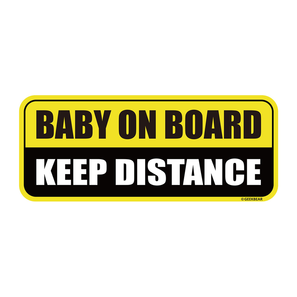 GEEKBEAR Baby on Board magnet front view on car door for high visibility at night