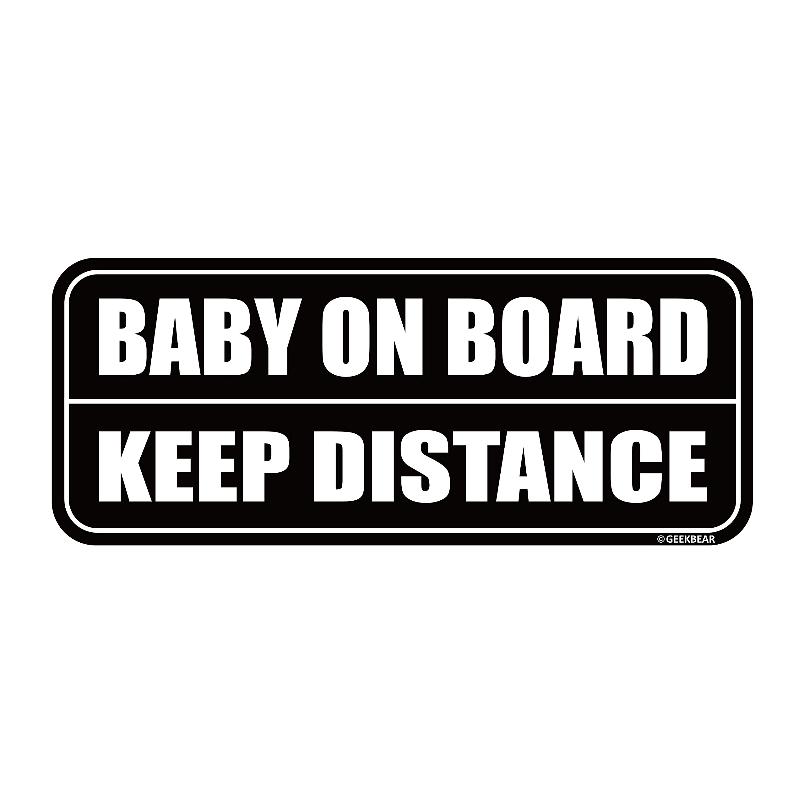 GEEKBEAR Baby on Board magnet with reflective surface boosts nighttime visibility for safer driving.