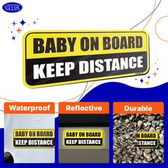 GEEKBEAR Baby on Board magnet shows size 8.7 by 3.5 inches for visibility