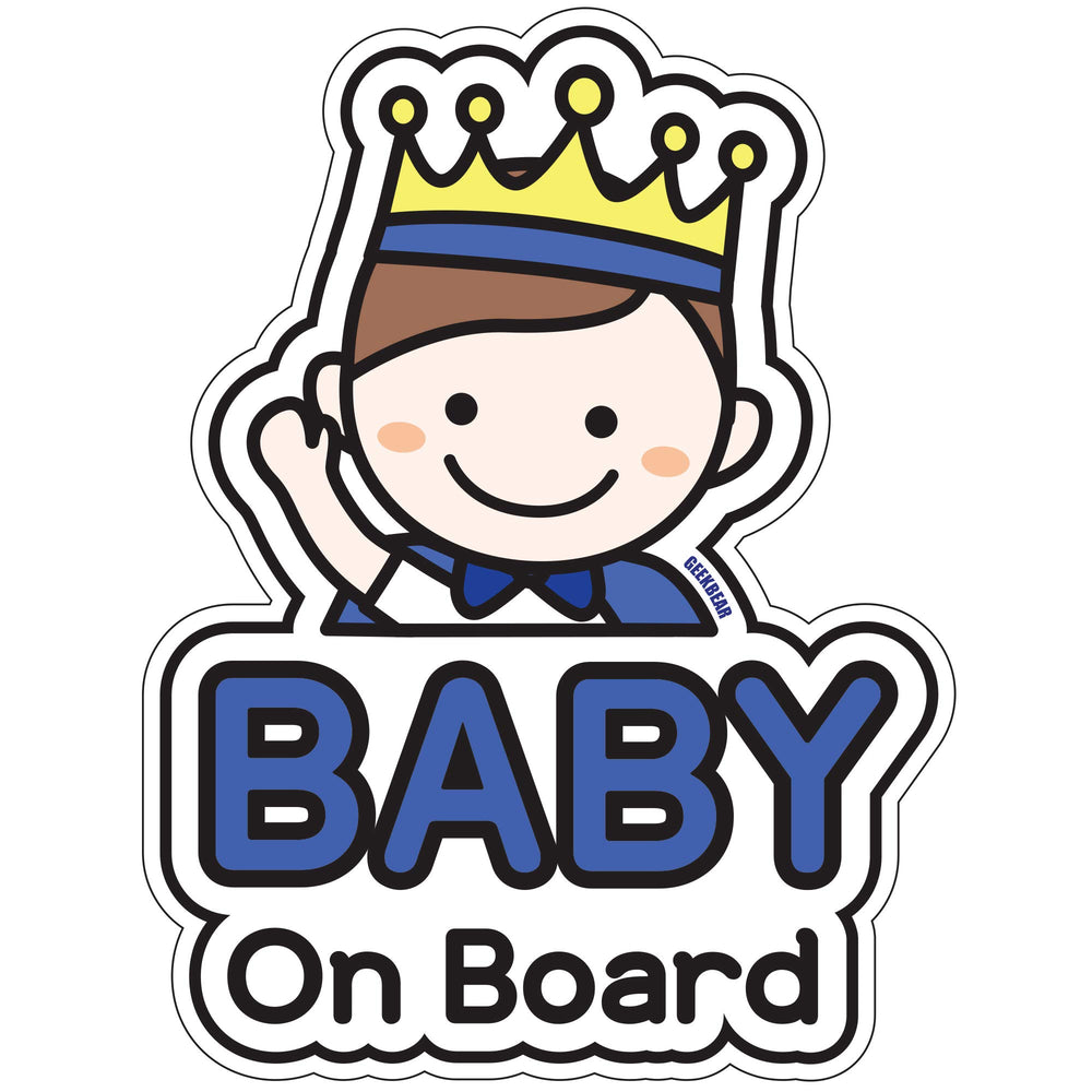 GEEKBEAR baby on board sticker design boosts day and night vehicle visibility.