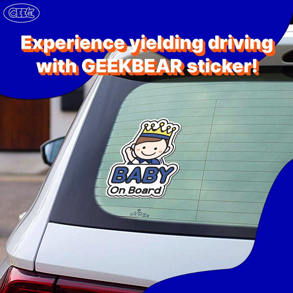 GEEKBEAR baby on board sticker reflective finish enhances safety in low light.