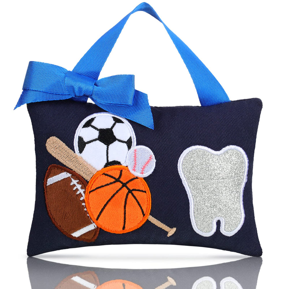 Geelin Tooth Fairy Pillow with Pocket ball-pattern design supports a fun bedtime ritual