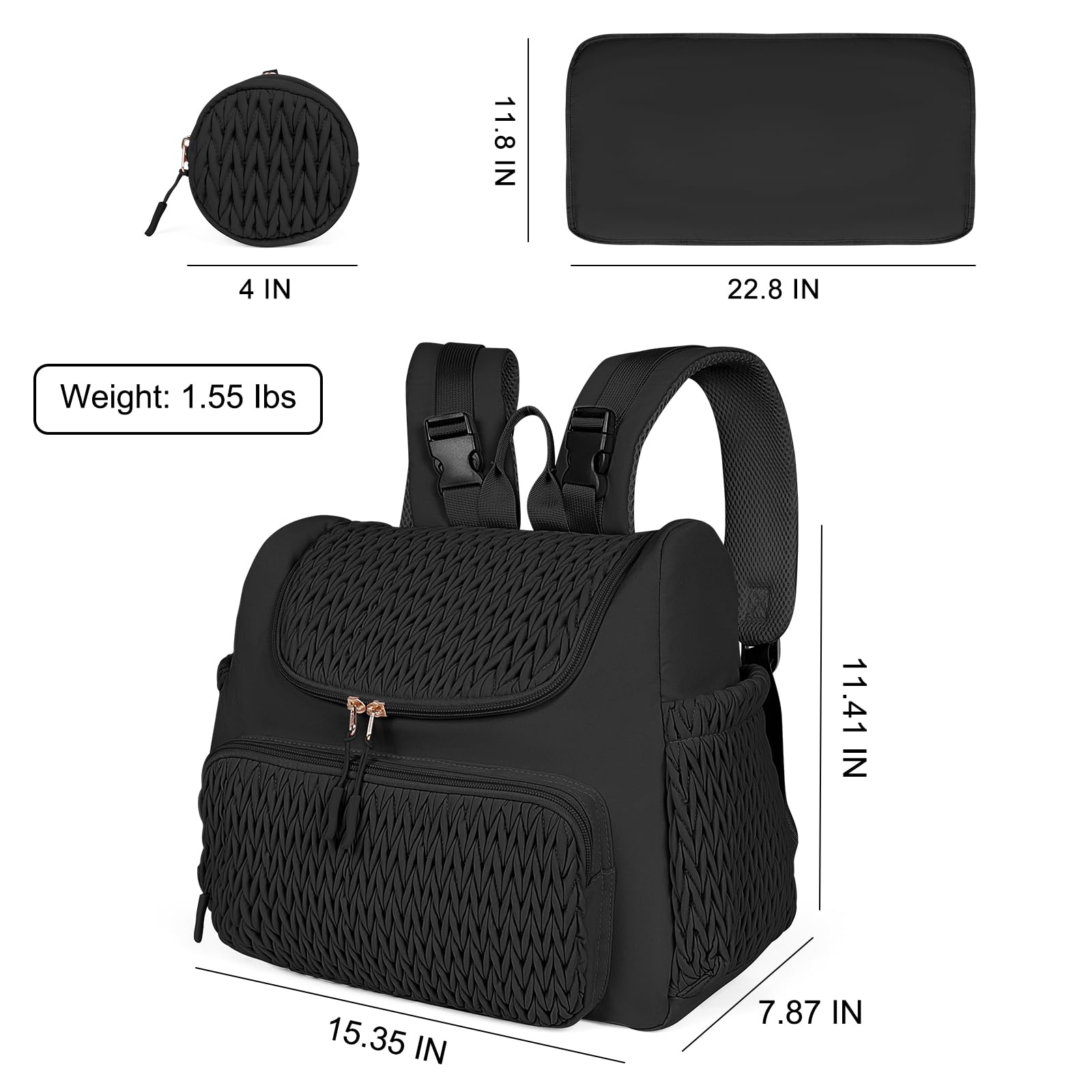 Geestock diaper bag small backpack uses sturdy metal zipper for durable, easy access