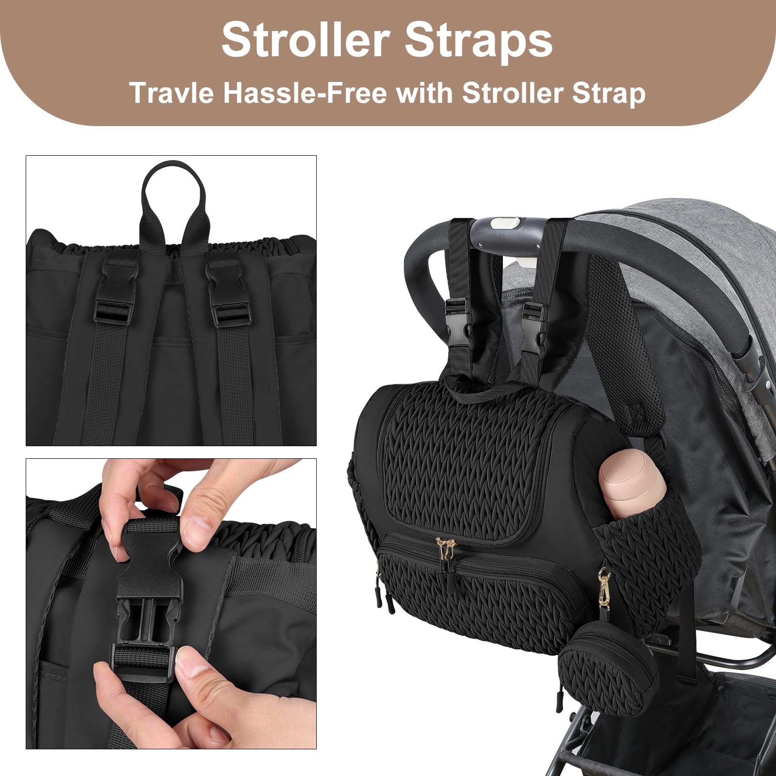 Geestock diaper bag small backpack with pacifier case for organized pacifiers during errands