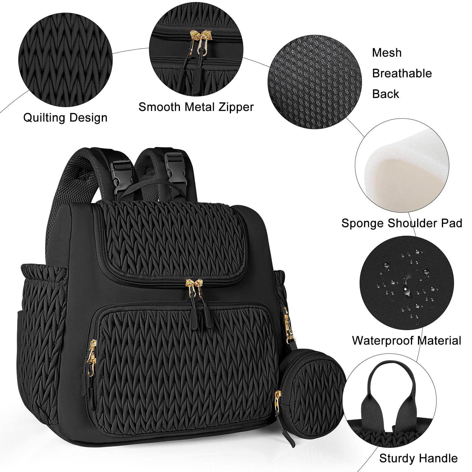 Geestock diaper bag small backpack with wet/dry pocket for tidy separation of items
