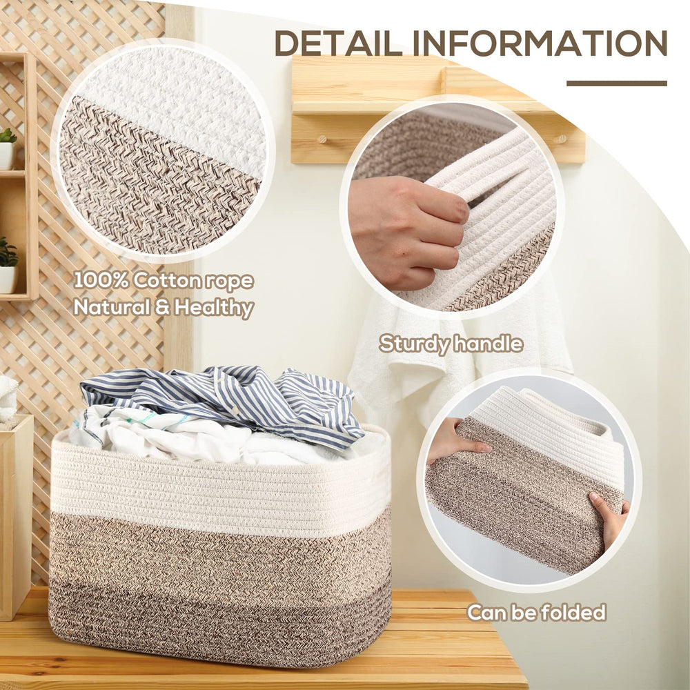 Geetery storage baskets handle detail shows comfortable triple braided grip