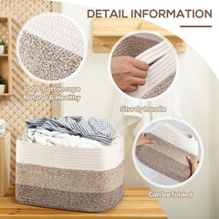 Geetery storage baskets handle detail shows comfortable triple braided grip
