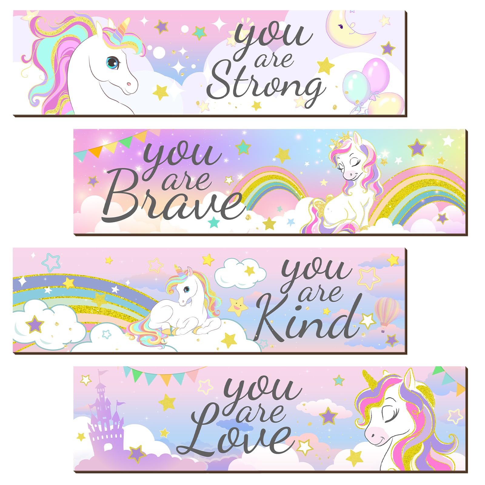 Geetery unicorn rainbow wooden wall decor adds inspirational vibes to bedrooms.