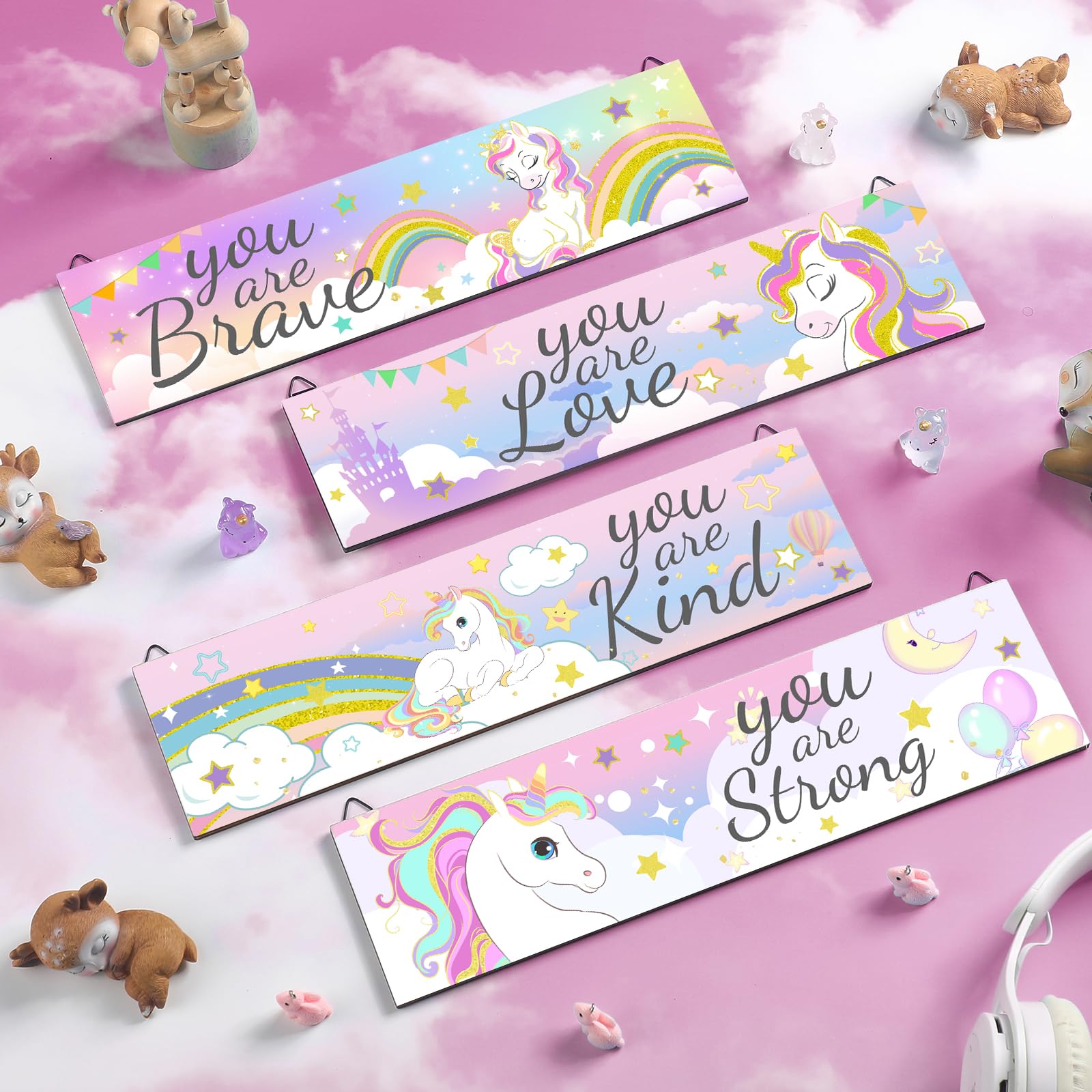 Geetery unicorn rainbow decor pairs with offices for playful inspiration during work.