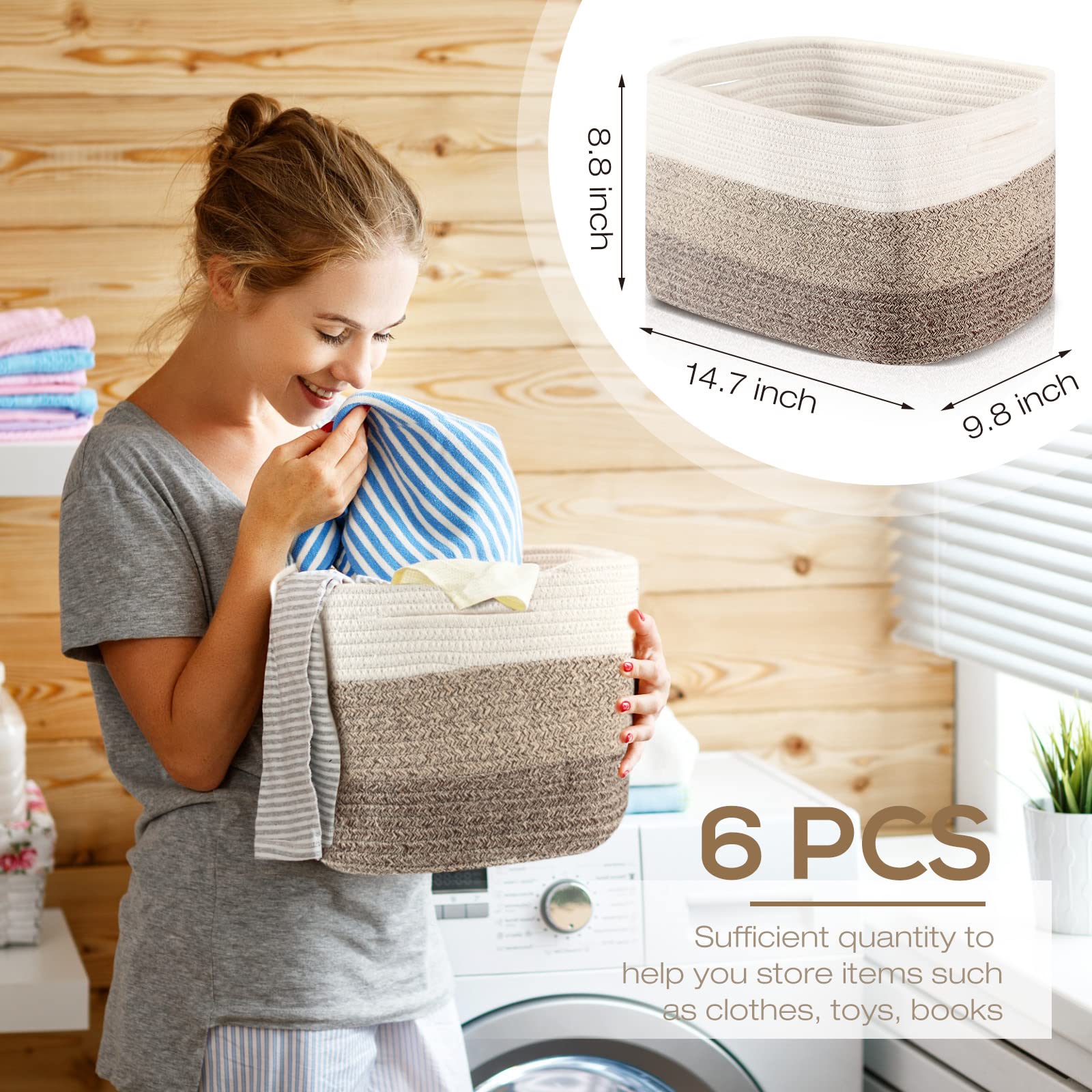 Geetery woven baskets closeup highlights cotton rope texture and sturdy handles for easy transport