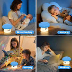 Gefaxi mushroom night light showing RGB color modes for mood lighting