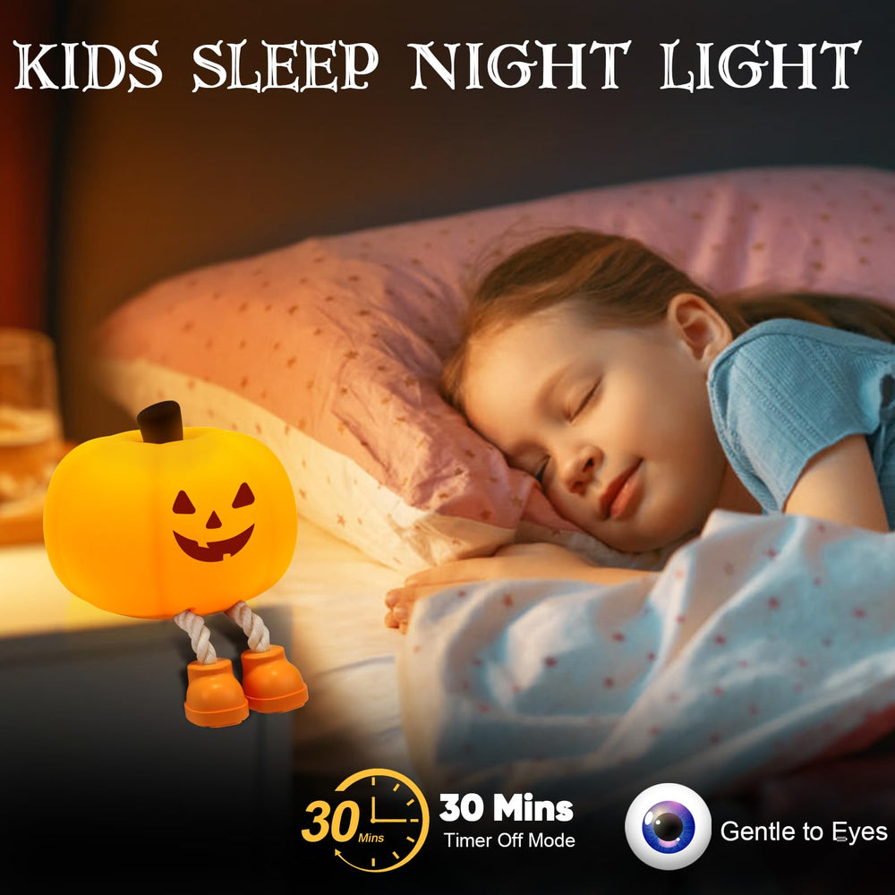 Gefaxi pumpkin night light 30-minute timer—auto-off helps save battery.