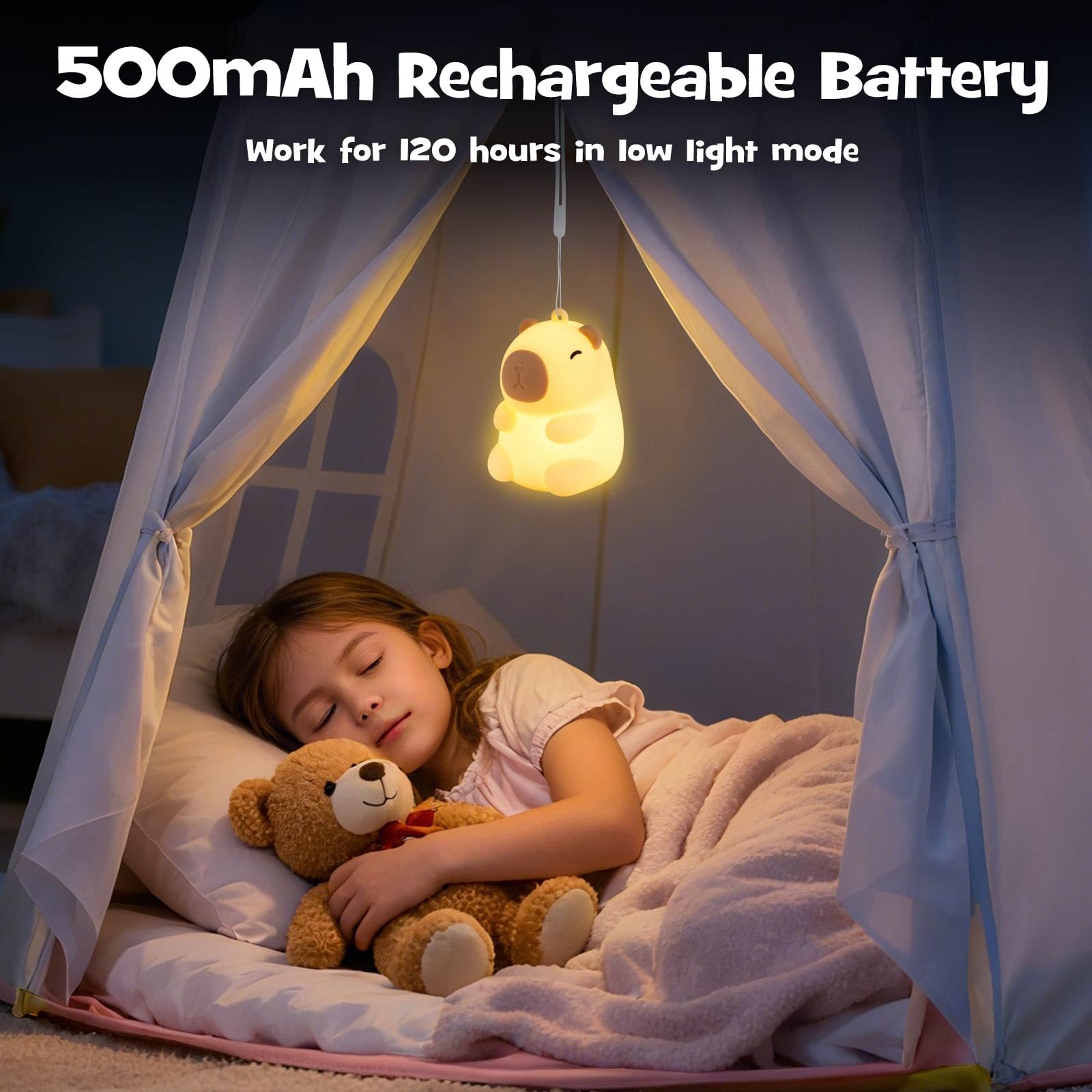 Gefaxi soft silicone capybara light, squeezable and kid-friendly.