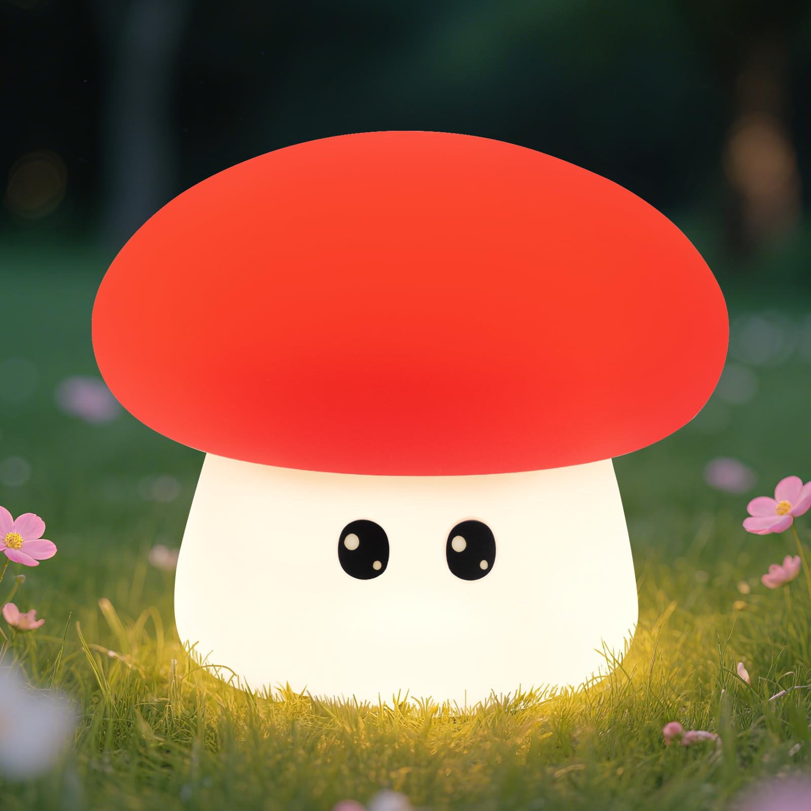Gefaxi squishy big eyes mushroom night light cap for cozy bedside ambiance