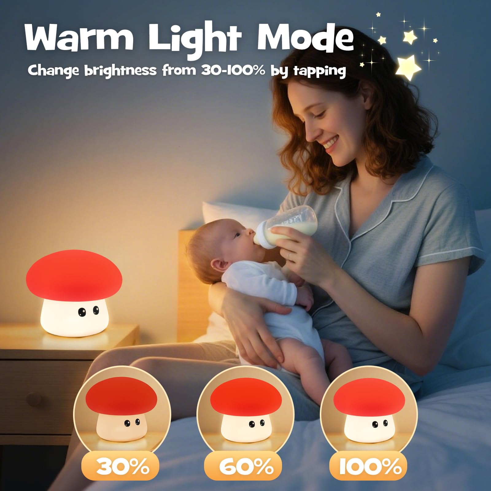 Gefaxi squishy big eyes mushroom night light RGB modes for mood lighting