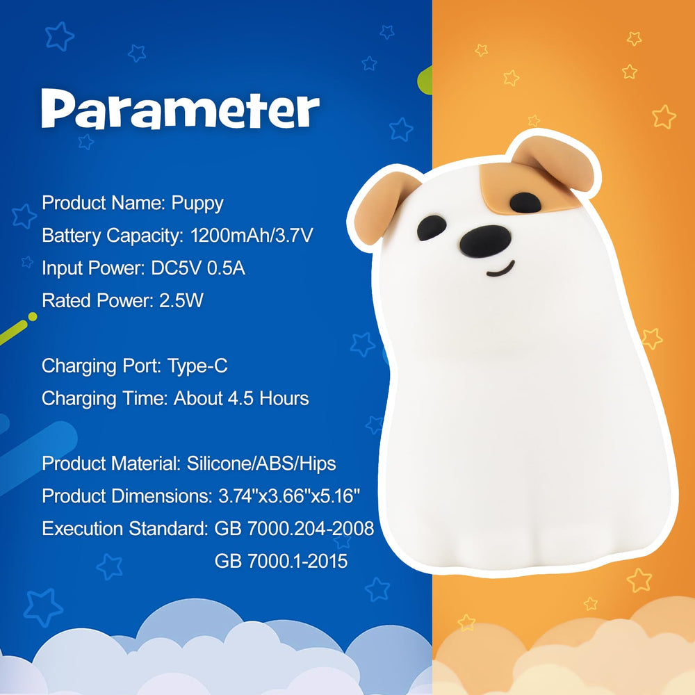 Gefaxi squishy puppy night light portable use for travel or outages