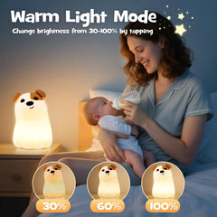 Gefaxi squishy puppy night light with 1200mAh battery for cordless use