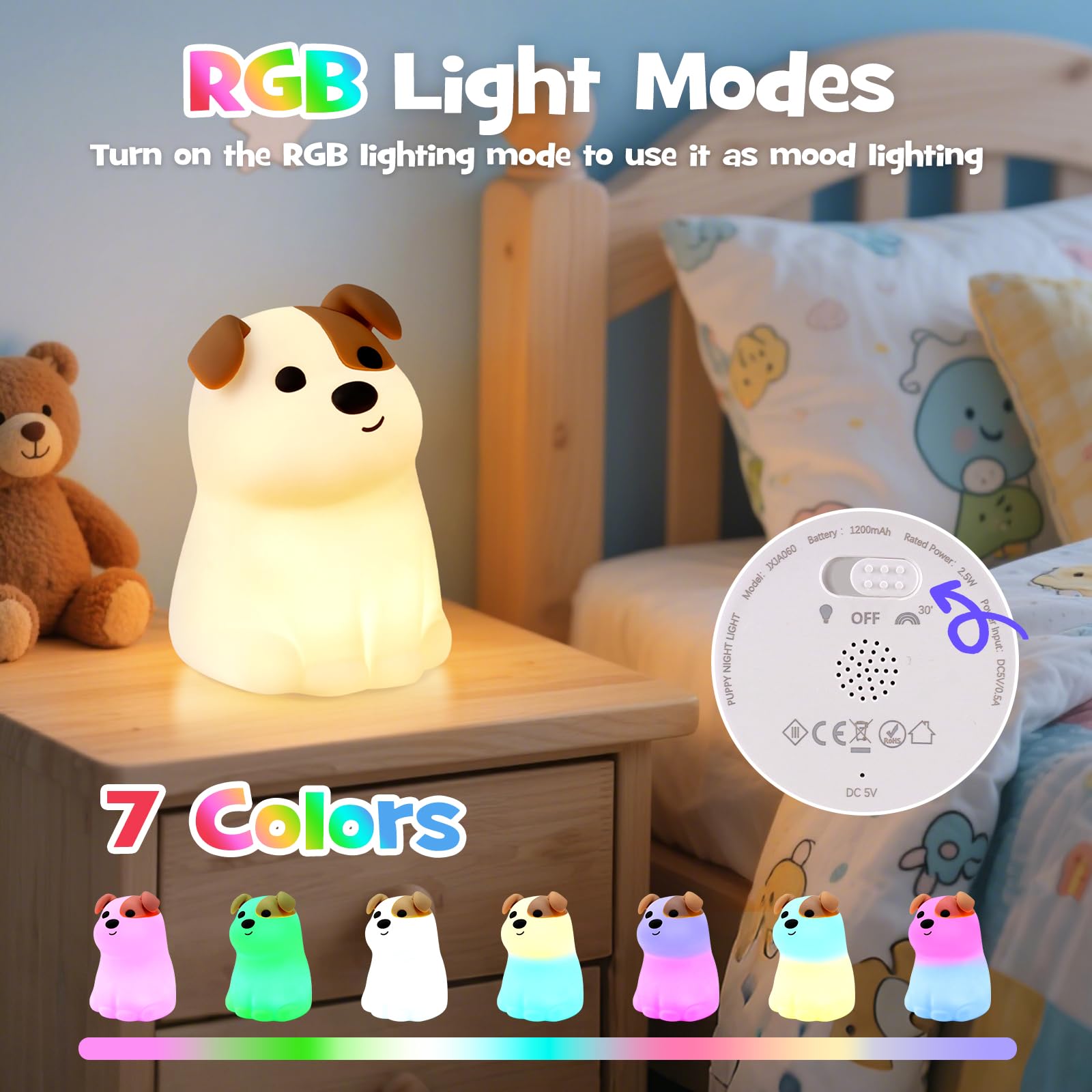 Gefaxi squishy puppy night light touch control for easy use