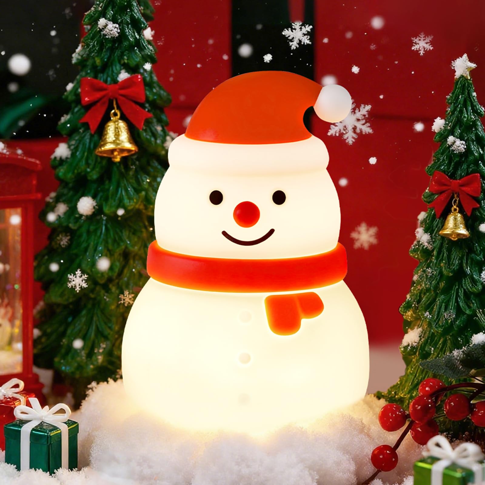 Gefaxi squishy-snowman night light with RGB modes brightening the room