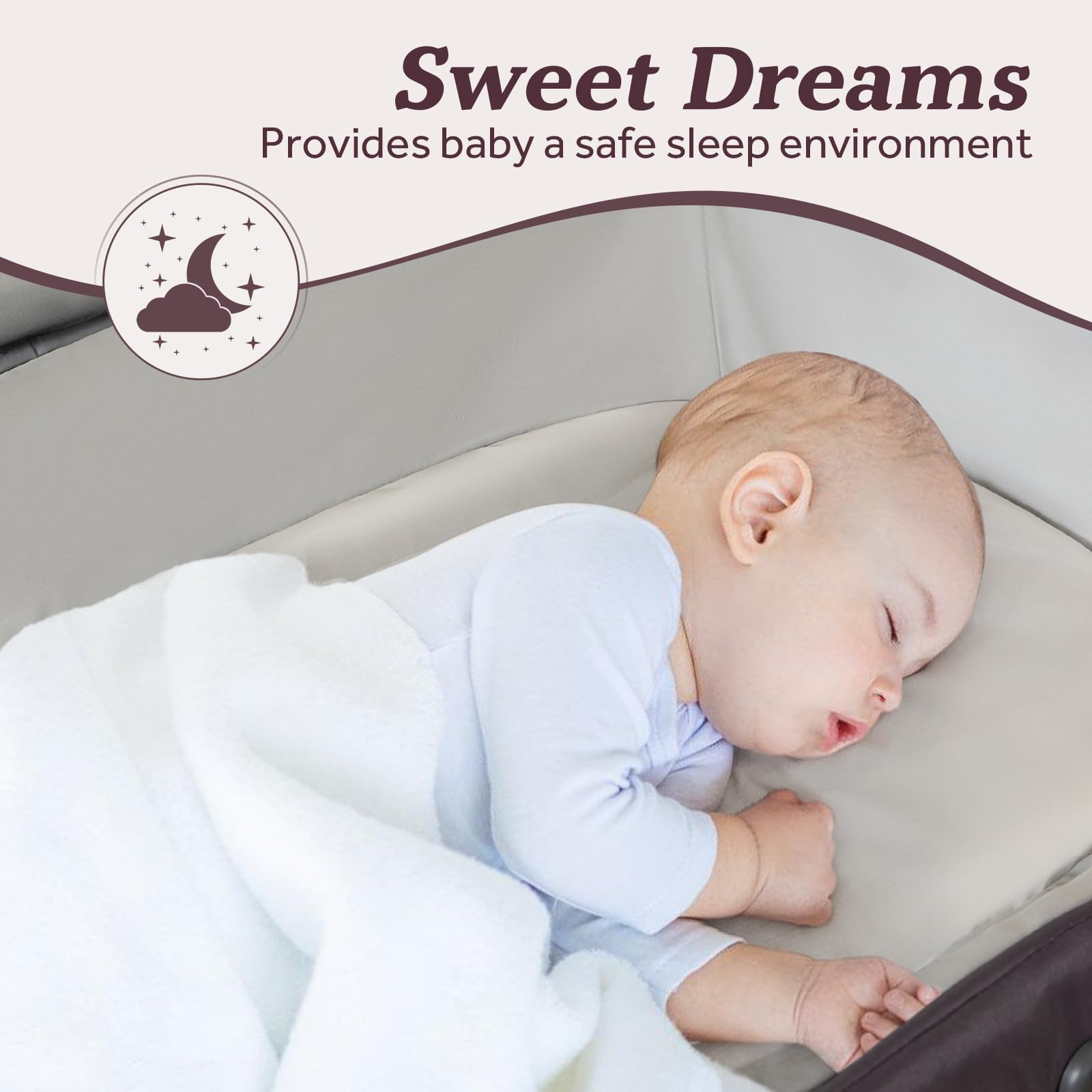 GEGOSEN portable baby playard canopy assembly creates shade and a calm play area.