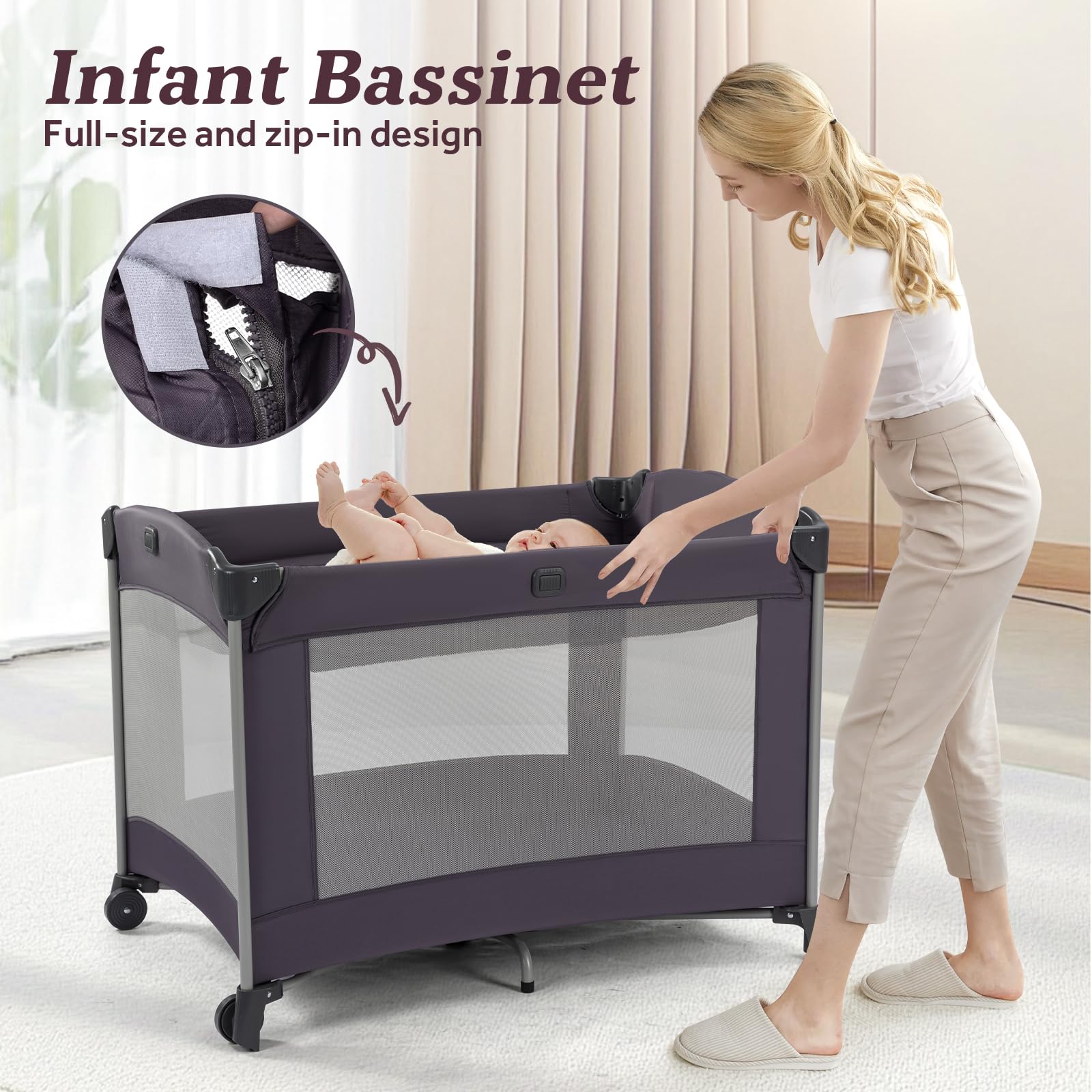 GEGOSEN portable baby playard storage bag helps keep essentials organized at home.
