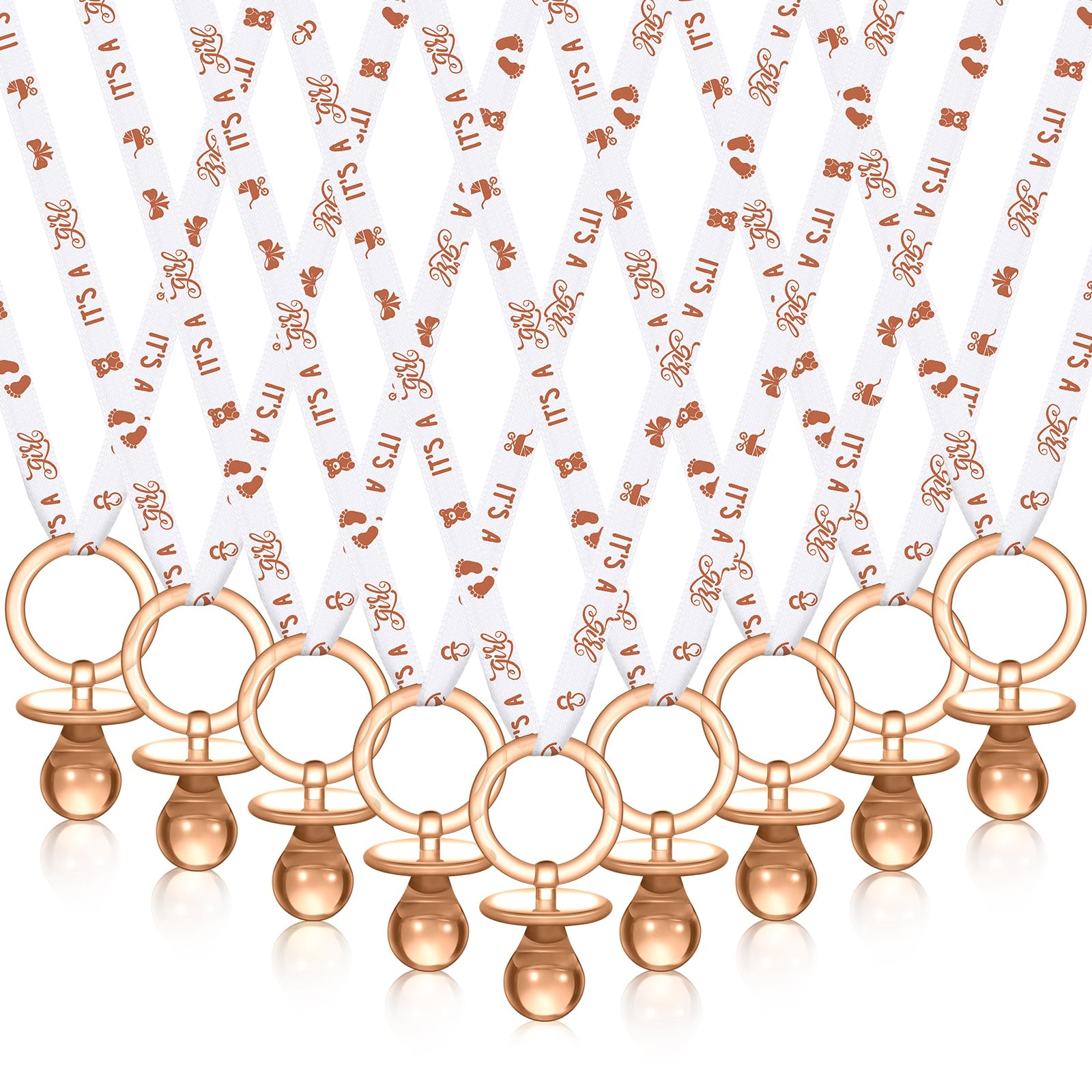 Geiserailie brown-white pacifier necklace pack close-up for decorative party favors.